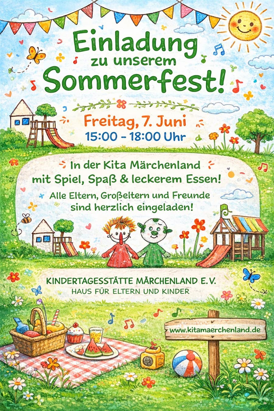 Sommerfest-Einladung der Kita Märchenland